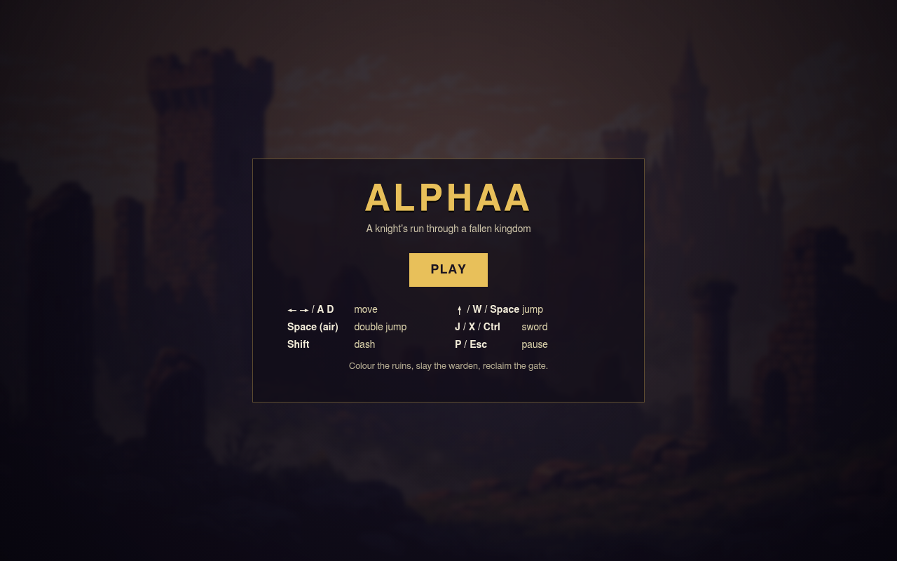 alphaa, jugabilidad: pantalla de título